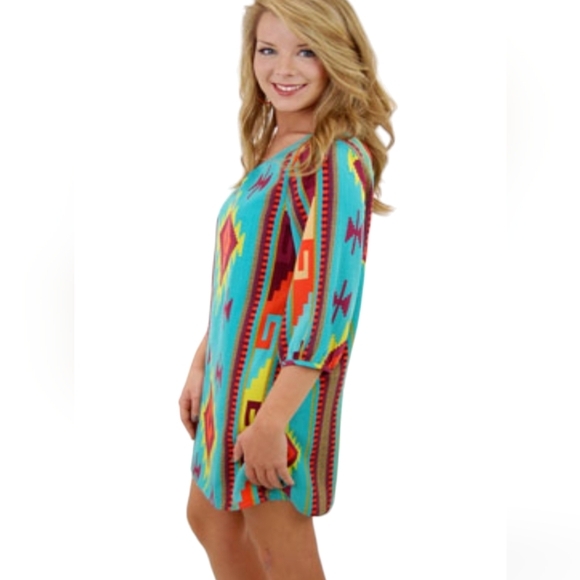 DEJAVU  Women's Mini Dress Green abstract Print 1‎ Shoulder Size S Small - Picture 4 of 13